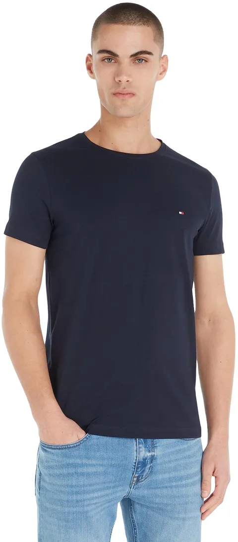 Tommy Hilfiger Uomo T-Shirt Maniche Corte Core Stretch Slim Fit, Blu (Desert Sky), XL