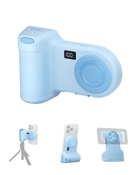 Belkin Stage PowerGrip, Impugnatura per Smartphone, Power Bank Magnetico 9300mAh