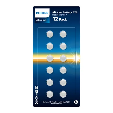Philips Alkaline 1 Volt A76 Batterie, Ottimali per orologi, calcolatrici e piccoli