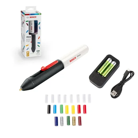 Bosch Home and Garden Adesivo a caldo Gluey Marshmallow a batteria con 20 bastoncini di