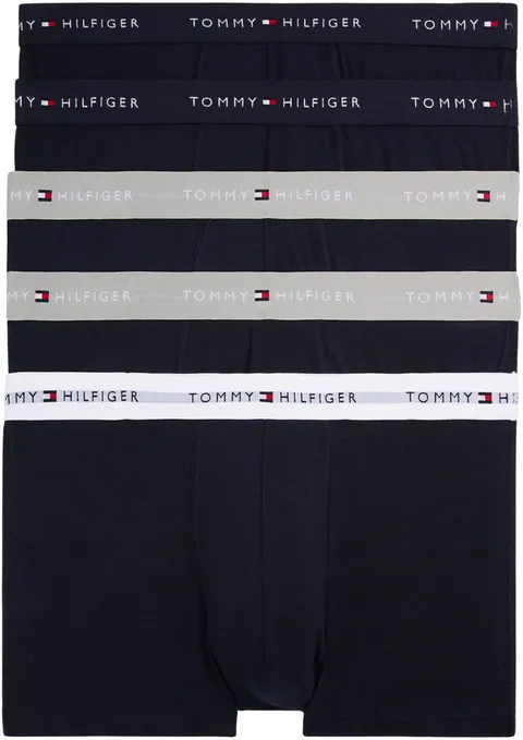 Tommy Hilfiger Uomo Pantaloncini Boxer Confezione da 5 in Cotone, Nero (des Sky/Antique