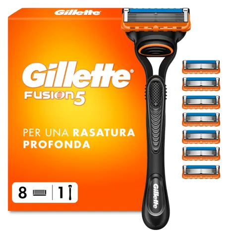 Gillette Rasoio Barba Manuale + 8 Lamette Gillette Fusion 5, Lamette DA Barba Di Ricambio
