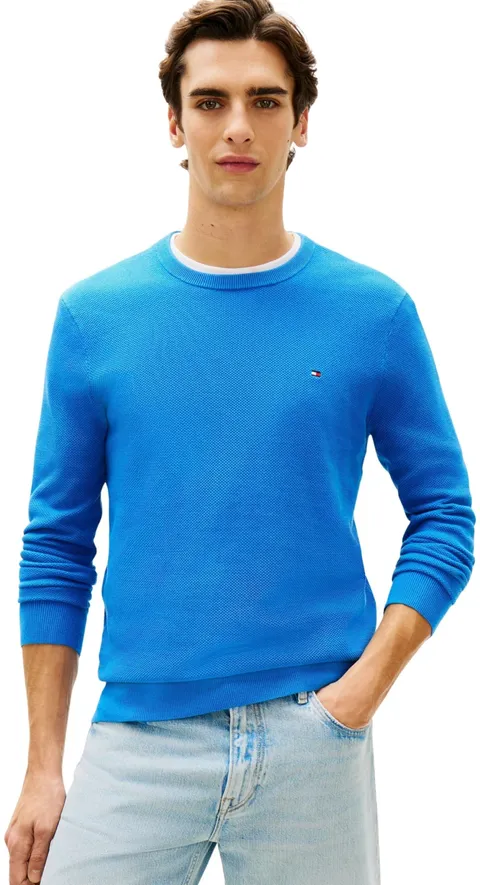 Tommy Hilfiger Uomo Pullover Essential Structure Crew Neck Regular Fit, Blu (Blue Orbit)