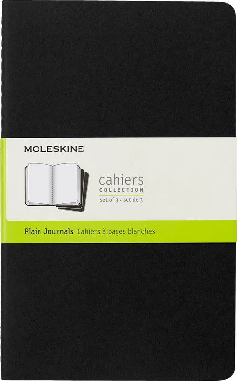 Moleskine Cahier Set 3 Quaderni a Pagine Bianche, Nero