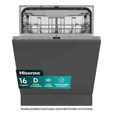 Hisense HV63D16EX Nuova Lavastoviglie da Incasso, 16 Coperti, 6 Programmi, 11 Litri