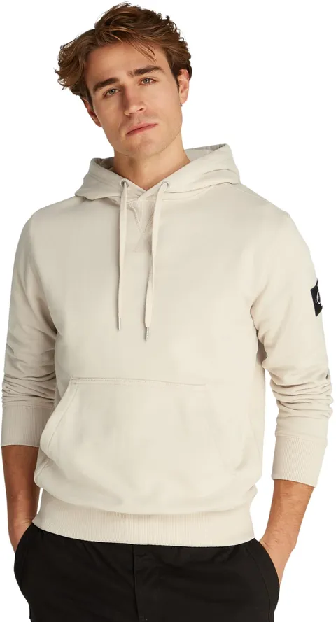 Calvin Klein Felpa Uomo Badge con Cappuccio, Beige (Oatmeal), XL