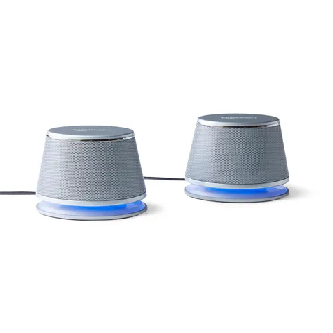 Amazon Basics Altoparlanti stereo 2.0 per PC fisso o portatile, ingresso AUX da 3,5 mm