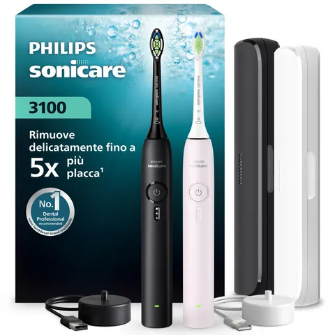 Philips Sonicare 3100 Spazzolino Elettrico Set 2 Pezzi