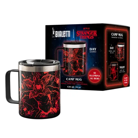 Bialetti Tazza Termica con Manico Stranger Things, si illumina al buio, perfetta tenuta
