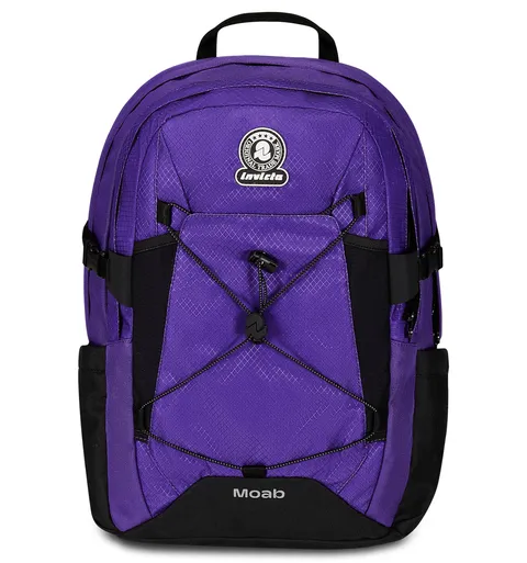 Invicta Zaino Scuola Moab Solid, Viola, Zaino Doppio Scomparto con Cinghia a vita e