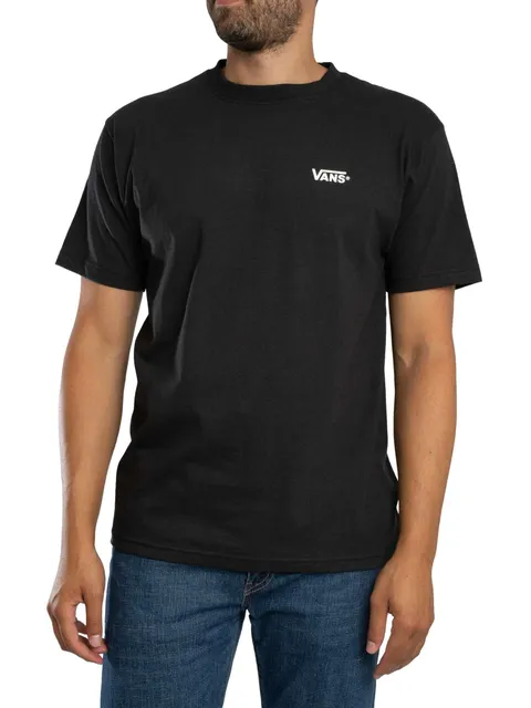 Vans Uomo Nuova Maglietta con La Parte Sinistra del Petto, Black/White, XL