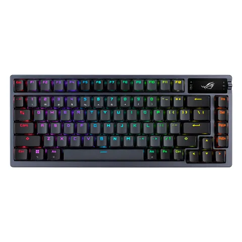 ASUS ROG Azoth Tastiera da Gaming Personalizzabile Wireless, 75 Tasti, Display OLED, Switch ROG NX Rossi Sostituibili, Stabilizzatori Tastiera, Copritasti ABS, Illuminazione RGB, Layout Italia, Nero