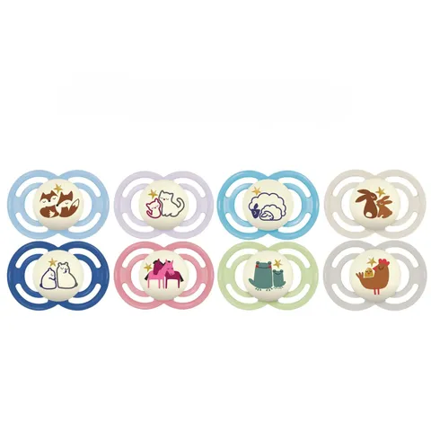 MAM - Ciuccio perfetto notte 18+ mesi Animali (2 pezzi) colore casuale - Ciuccio per neonati fosforescente in silicone - tettarella per bambini ideale per un buon sviluppo orale