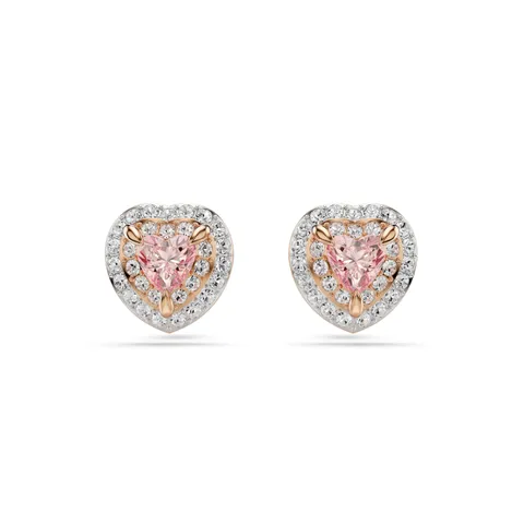 Swarovski Orecchini a lobo One, Taglio Heart, Pavé, Cuore, Rosa, Mix di finiture