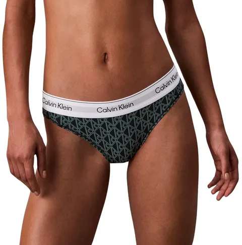 Calvin Klein Donna Slip Taglio Bikini con Fascia con Logo, Verde (Bijou Modern Emblem