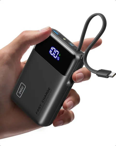 INIU Power Bank, Piccolo 45W Ricarica Rapida 20000mAh Powerbank con Cavo USB C Integrati
